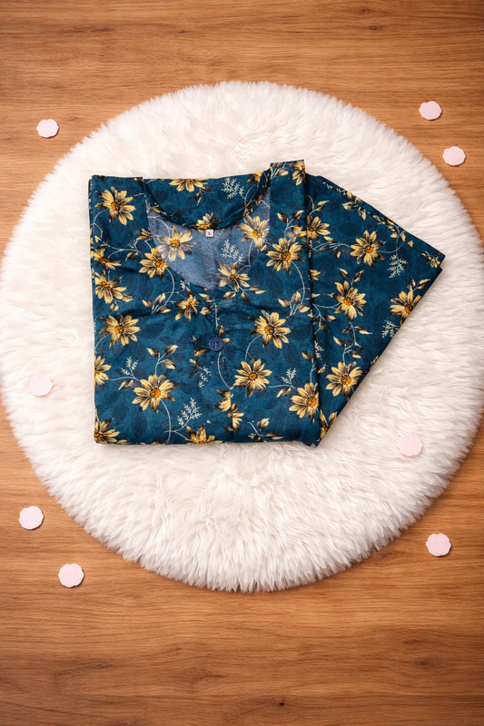 Golden Meadow - Teal Printed 2PC Suit