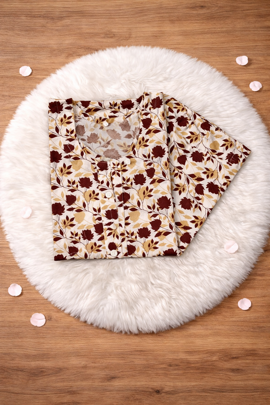 Autumn Whisper - Cream 2PC Printed Suit