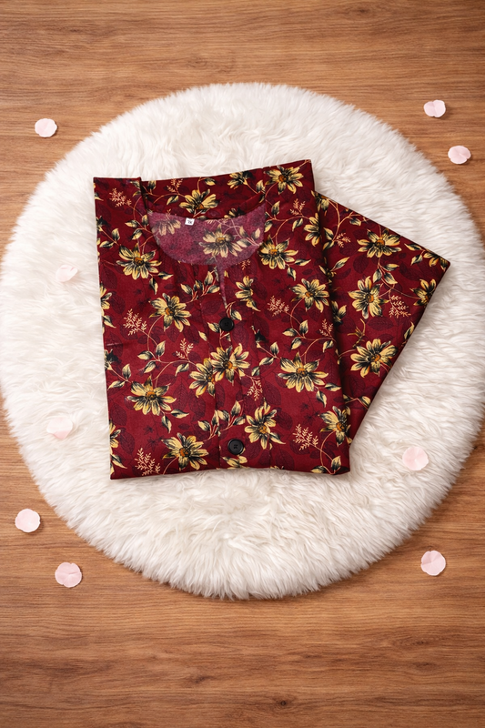 Crimson Garden - Maroon 2PC Printed Suit