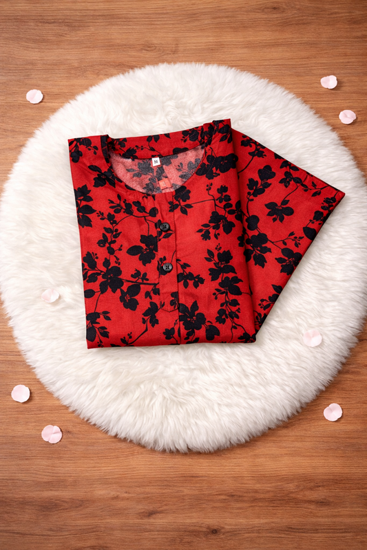 Scarlet Bloom - Red 2PC Printed Suit